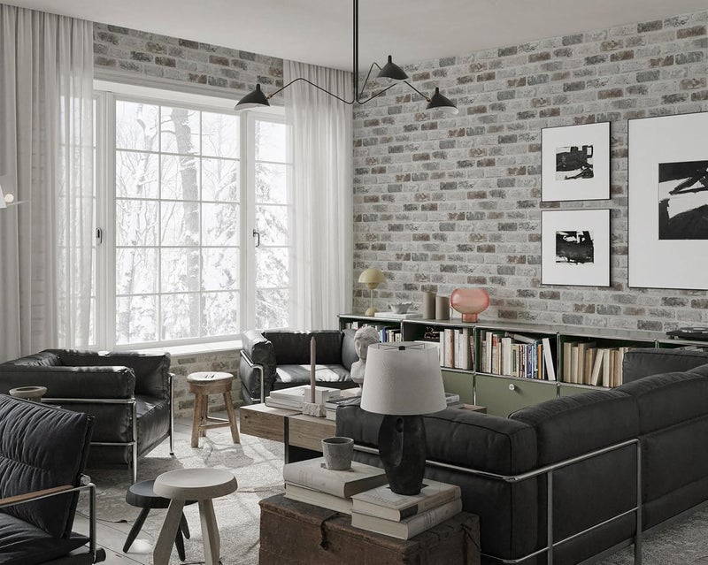 Guvana 17.3"×472.4" Brick Peel and Stick Wallpaper Brown/Grey Contact Paper Self Adhesive 3D Brick Textured Contact Paper Removable Vintage Wallpaper for Room Backsplash Accent Wall Decor - Image 5